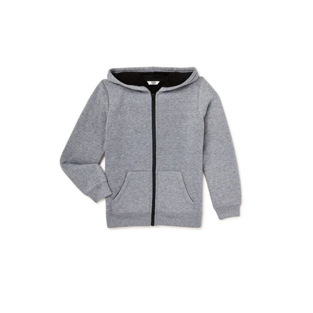 Seven Oak Gray Faux Sherpa Lined Full Zip Up Boys Hoodie Jacket Size XS 4/5